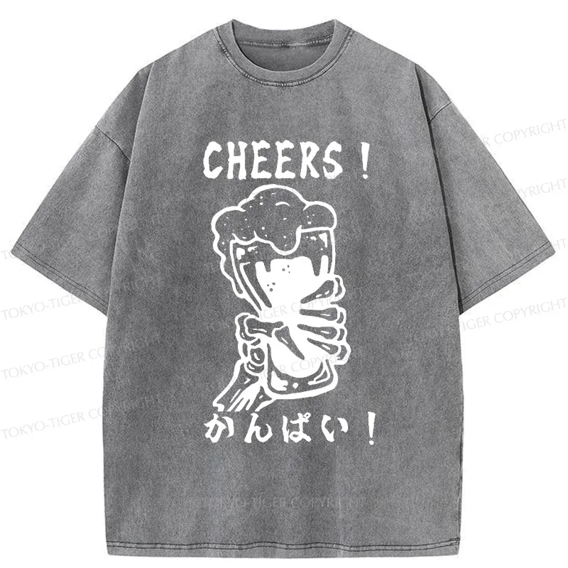 Tokyo-Tiger Cheers Together Washed T-Shirt
