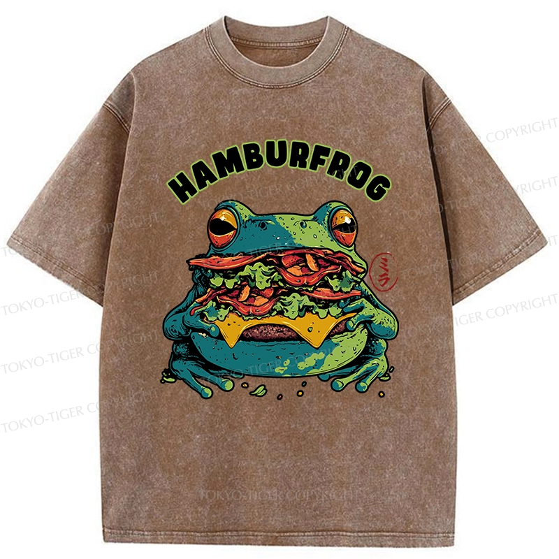 Tokyo-Tiger Funny Hamburfrog Washed T-Shirt