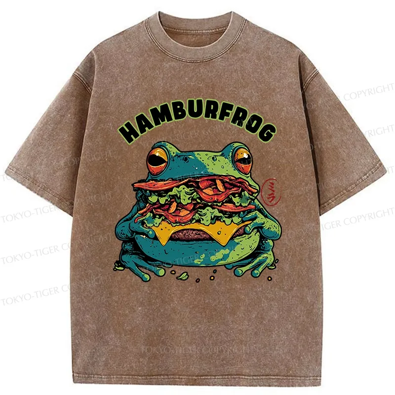 Tokyo-Tiger Funny Hamburfrog Washed T-Shirt Sale