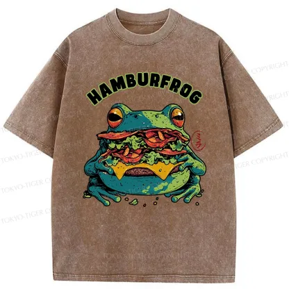 Tokyo-Tiger Funny Hamburfrog Washed T-Shirt