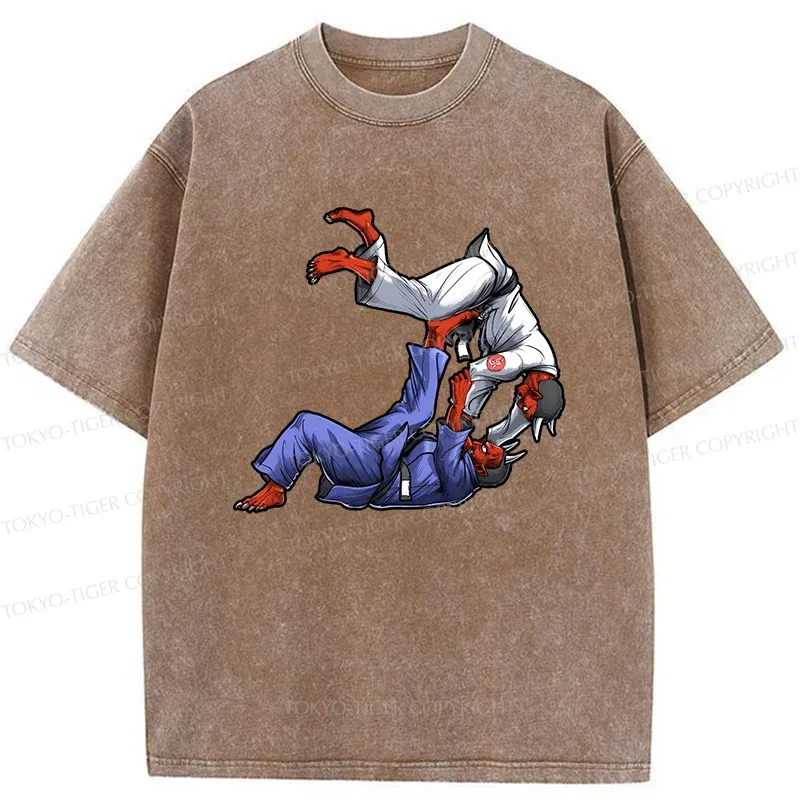 Tokyo-Tiger Karate Duel Ghost Washed T-Shirt