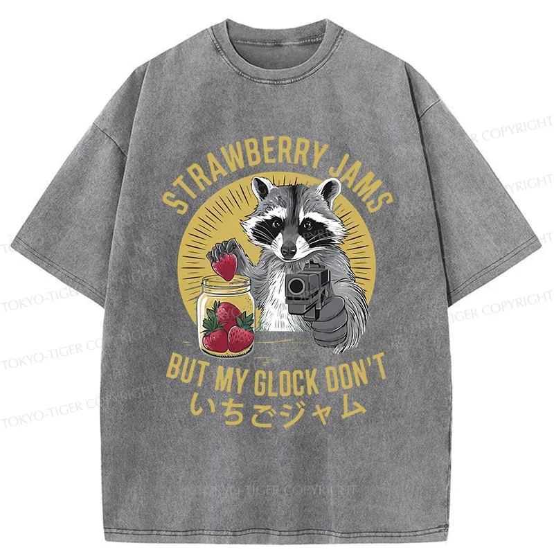 Tokyo-Tiger Strawberry Jam Raccoon Washed T-Shirt