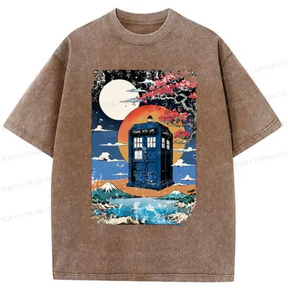 Tokyo-Tiger Tardis Under The Moonlight Washed T-Shirt