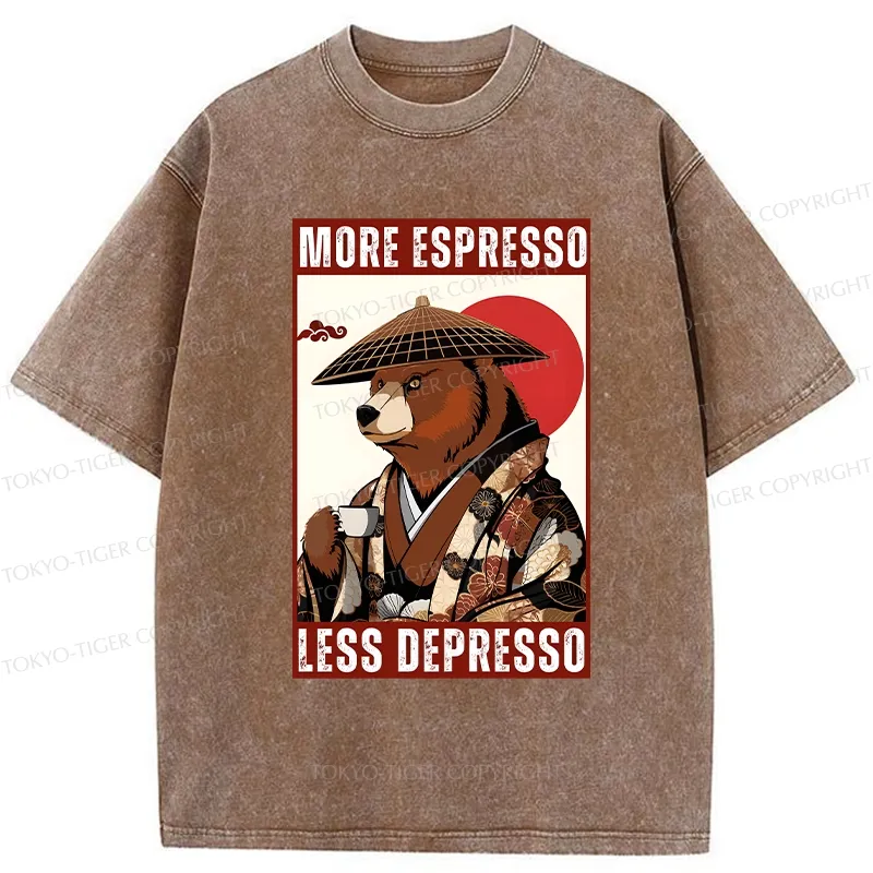 Tokyo-Tiger More Espresso Less Depresso Bear Washed T-Shirt