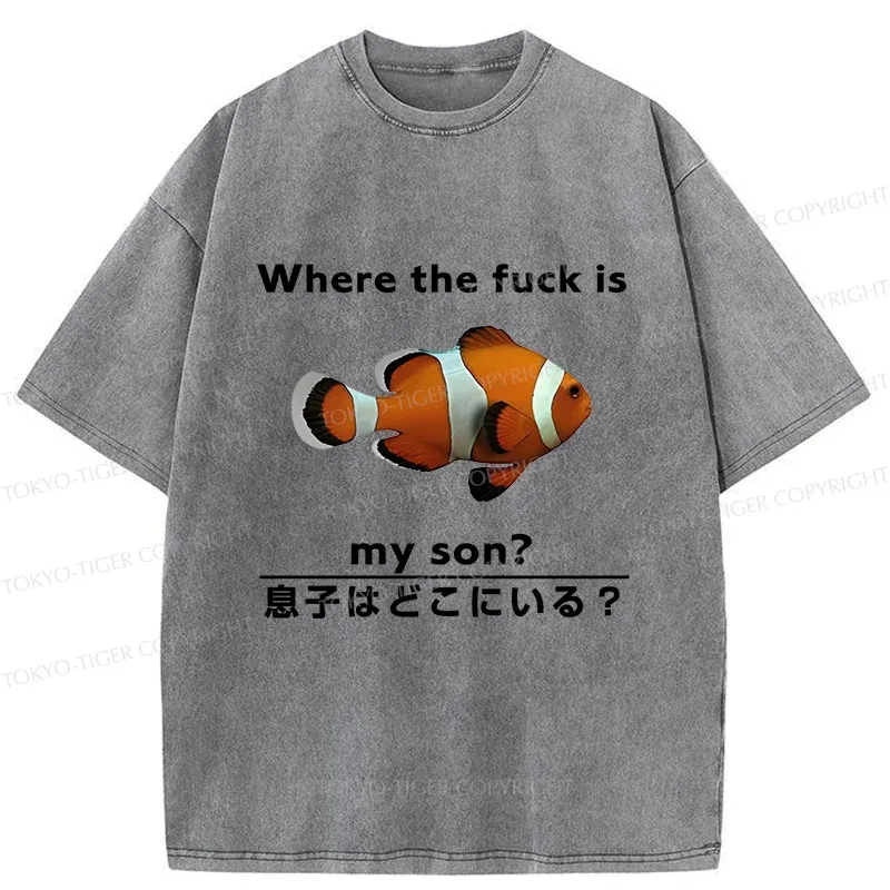 Tokyo-Tiger Fish Looking For Son Washed T-Shirt