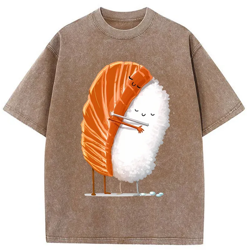 Tokyo-Tiger Sushi Hug Japan Washed T-Shirt