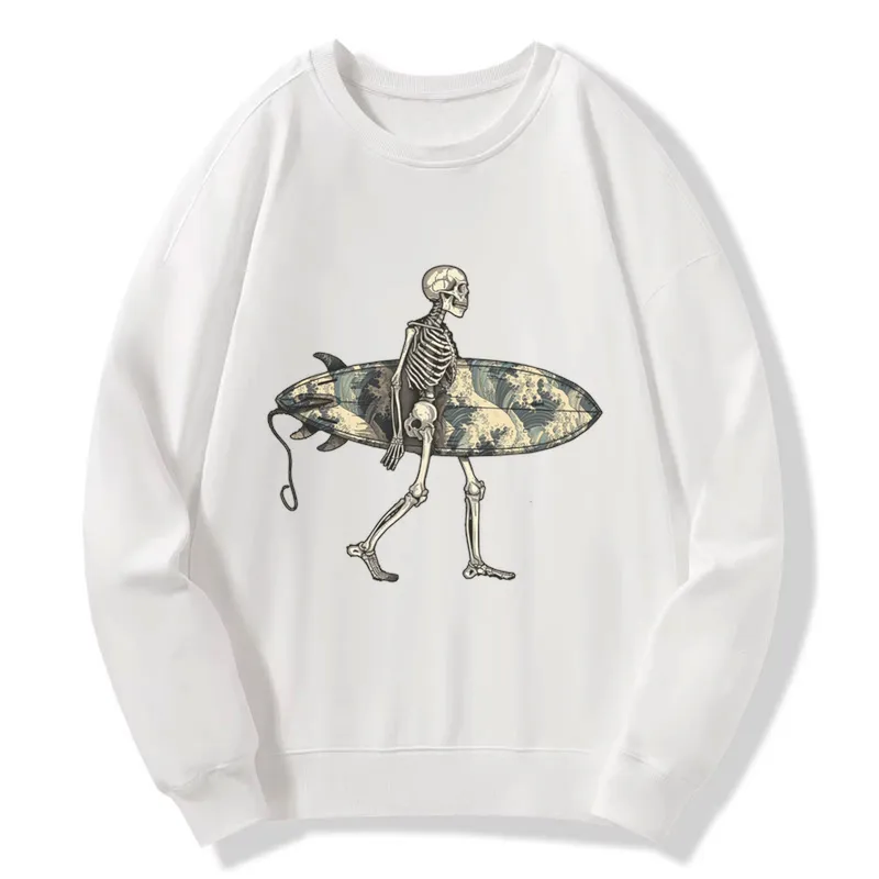 Tokyo-Tiger Skeleton Ready To Go Surfing Sweatshirt