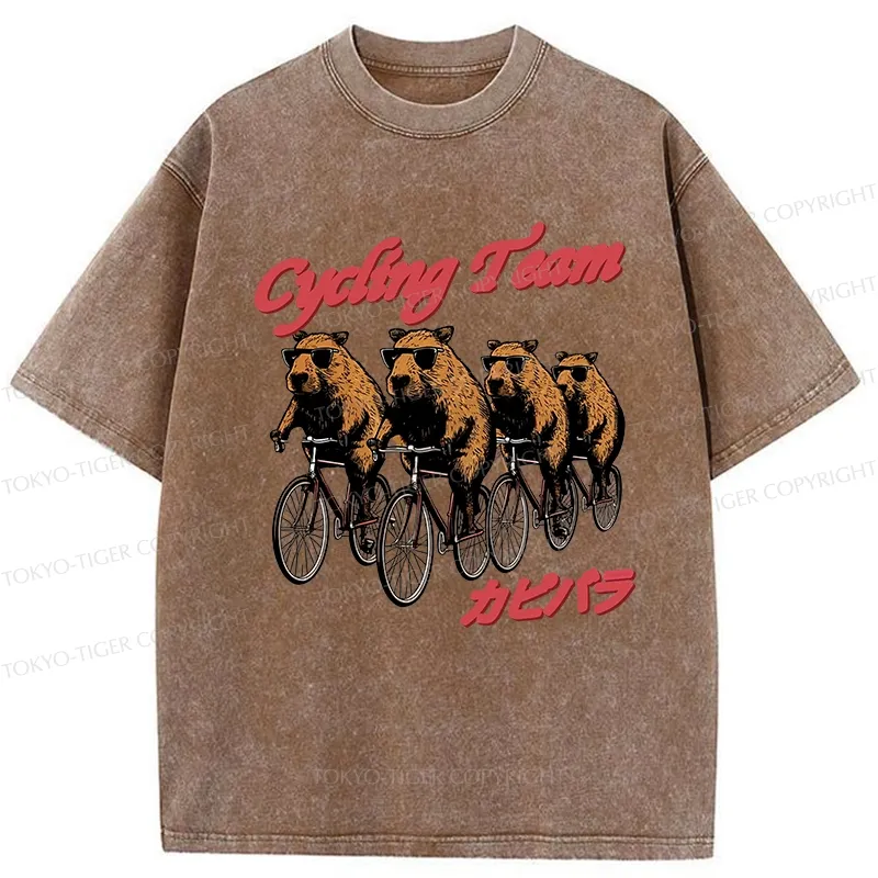 Tokyo-Tiger Capybara Cycling Team Washed T-Shirt