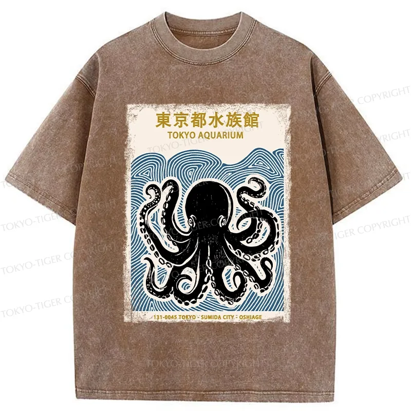 Tokyo-Tiger Tokyo Aquarium Japan Washed T-Shirt