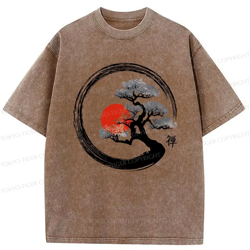 Tokyo-Tiger Vintage Bonsai Tree Washed T-Shirt