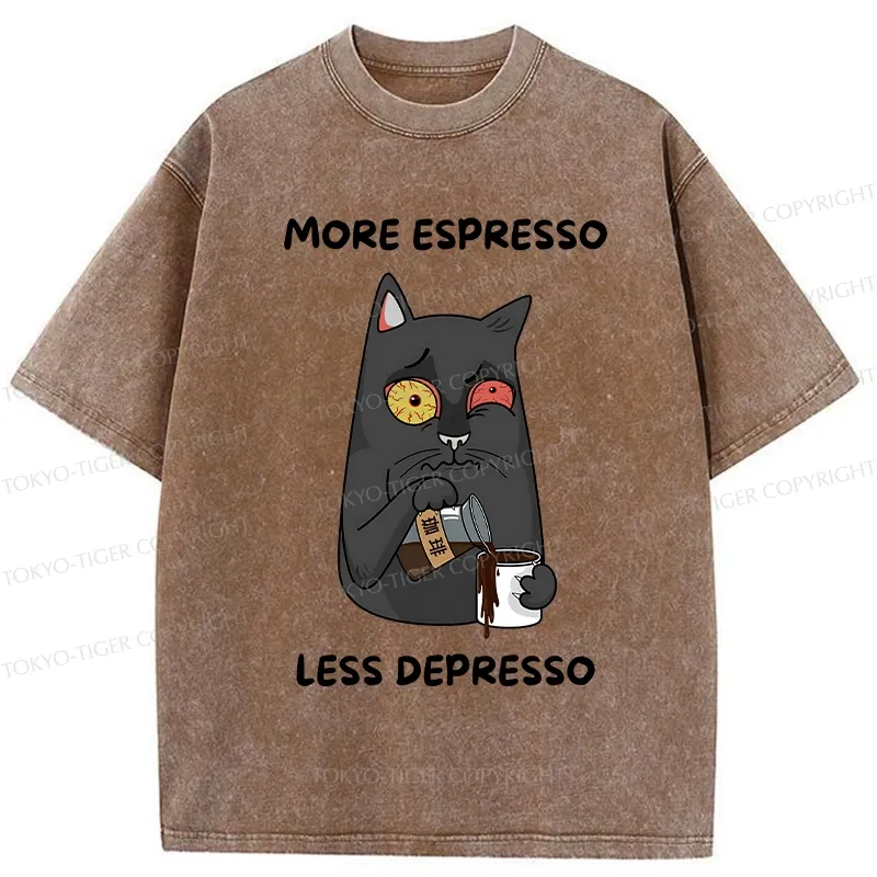 Tokyo-Tiger Japan More Espresso Less Depresso Washed T-Shirt