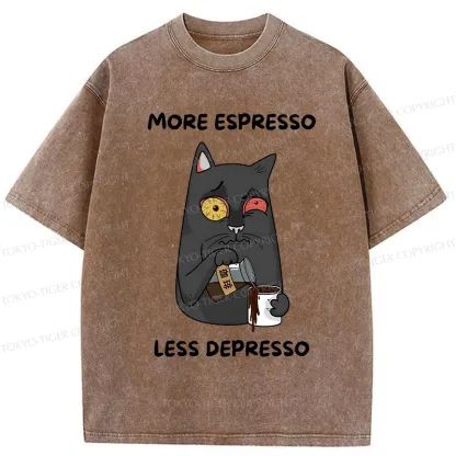 Tokyo-Tiger Japan More Espresso Less Depresso Washed T-Shirt