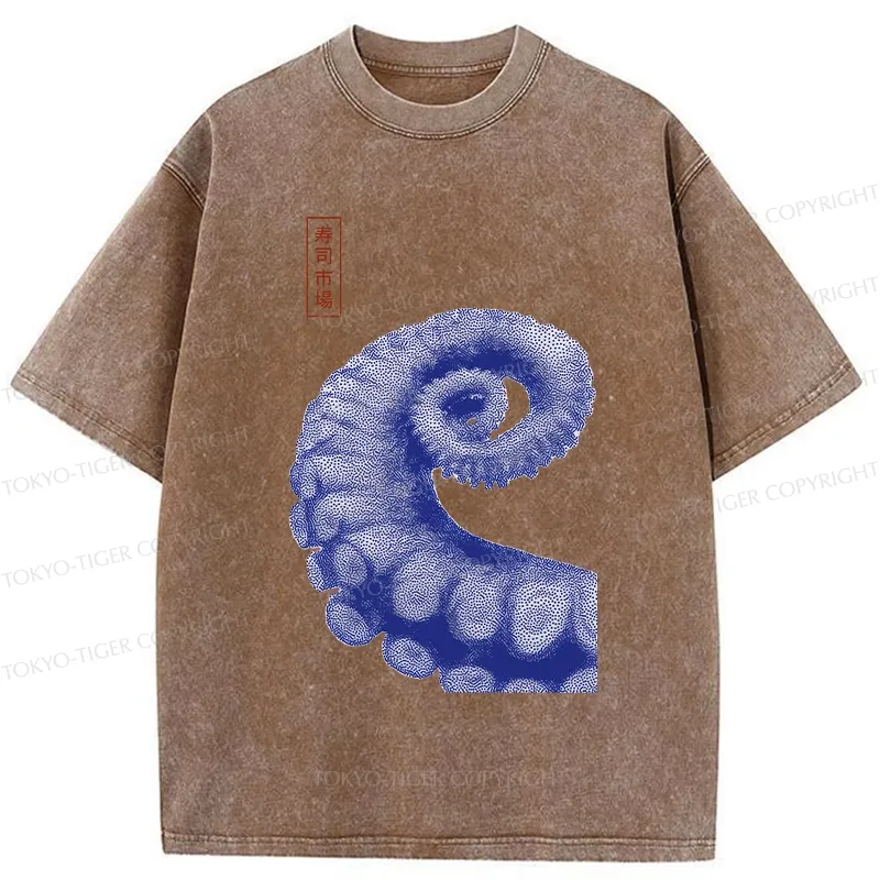 Tokyo-Tiger Octopus Tentacle Washed T-Shirt