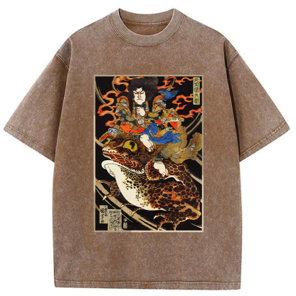 Tokyo-Tiger Japanese Samurai Ride A Toad Washed T-Shirt