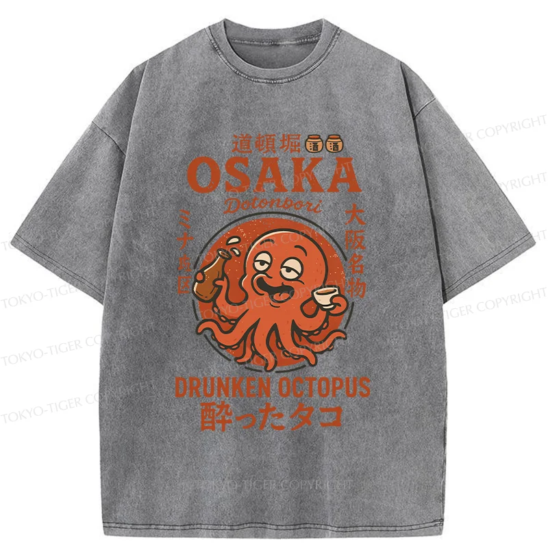 Tokyo-Tiger Dotonbori Octopu Washed T-Shirt