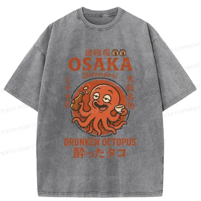 Tokyo-Tiger Dotonbori Octopu Washed T-Shirt