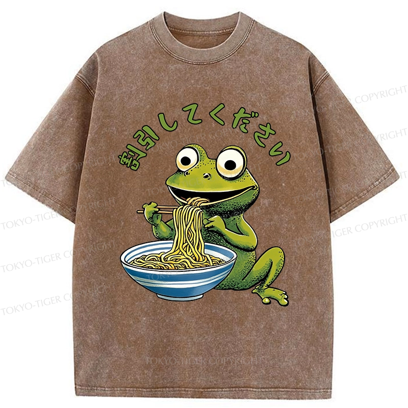 Tokyo-Tiger Please Give Frog A Discount Washed T-Shirt