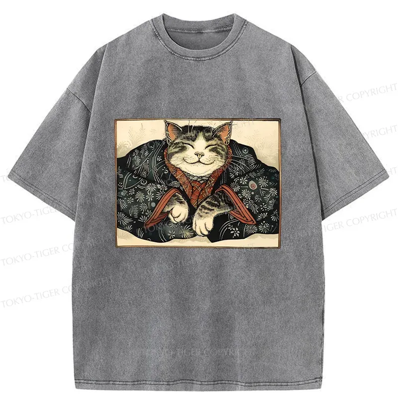 Tokyo-Tiger Kind Cat Washed T-Shirt