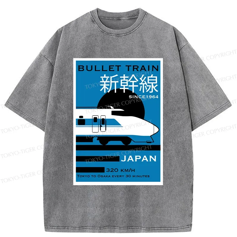 Tokyo-Tiger Japanese Shinkansen Poster Washed T-Shirt