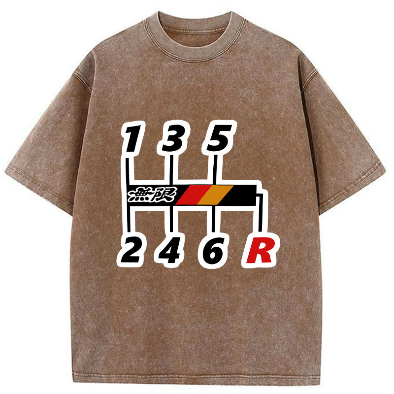 Tokyo-Tiger Car Gear Stick Washed T-Shirt