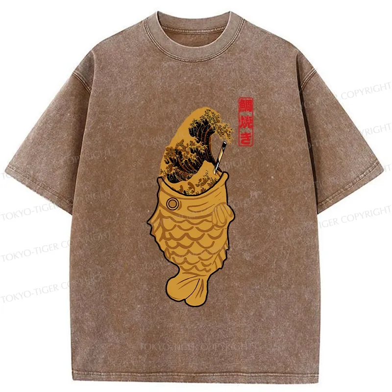 Tokyo-Tiger The Great Wave Off Taiyaki Washed T-Shirt
