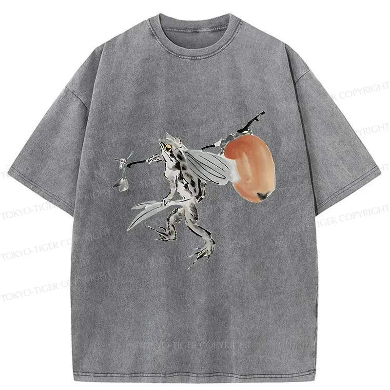 Tokyo-Tiger Frog About To Travel Washed T-Shirt