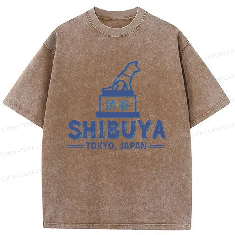 Tokyo-Tiger Loyal Dog Statue Washed T-Shirt