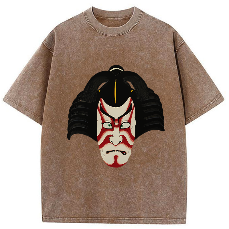 Tokyo-Tiger Japanese Ukiyo-e Kabuki Washed T-Shirt