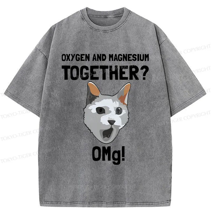 Tokyo-Tiger Surprised Cat Washed T-Shirt