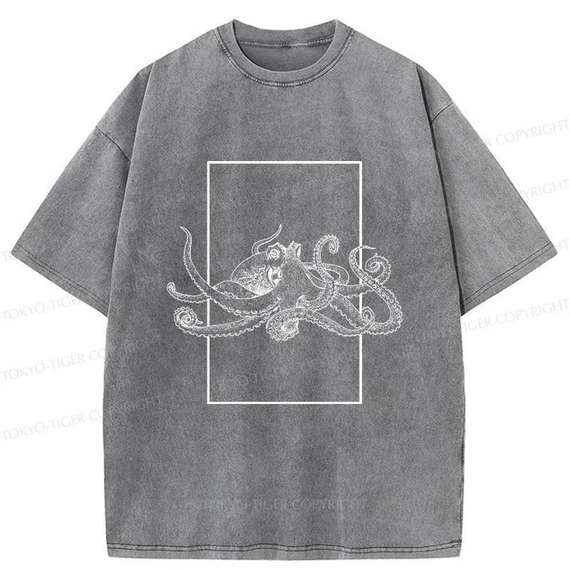 Tokyo-Tiger Japanese Giant Octopus Washed T-Shirt