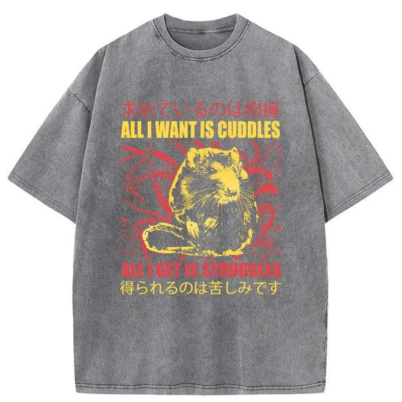 Tokyo-Tiger All I Want Is Cuddles Washed T-Shirt