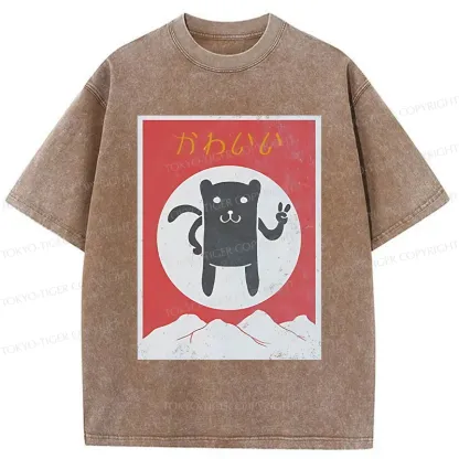Tokyo-Tiger Cute Little Bear Washed T-Shirt