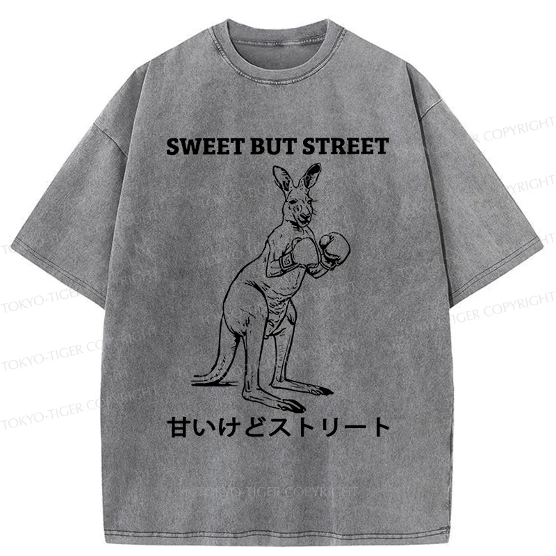 Tokyo-Tiger Funny Kangaroo Washed T-Shirt