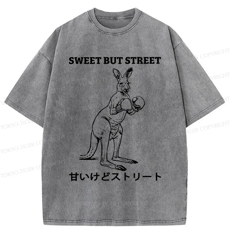 Tokyo-Tiger Funny Kangaroo Washed T-Shirt