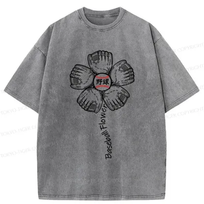 Tokyo-Tiger Baseball Flower Washed T-Shirt