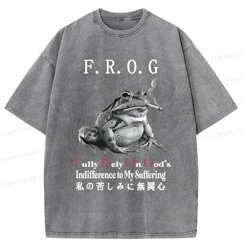 Tokyo-Tiger Indifferent Frog Washed T-Shirt
