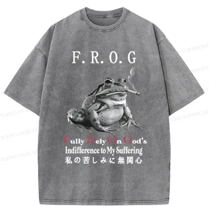 Tokyo-Tiger Indifferent Frog Washed T-Shirt