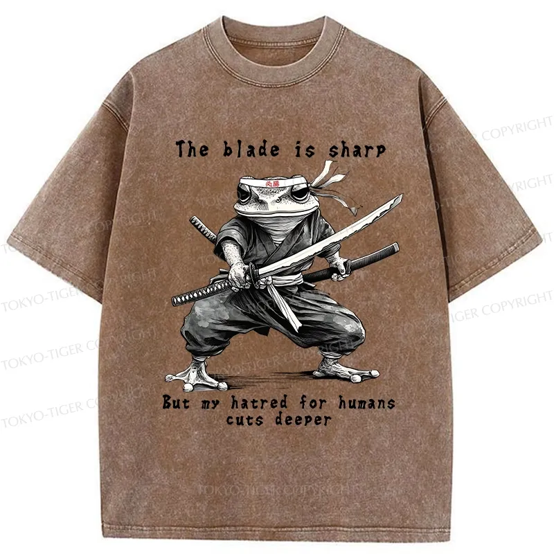 Tokyo-Tiger Attack Human Frog Ninja Washed T-Shirt