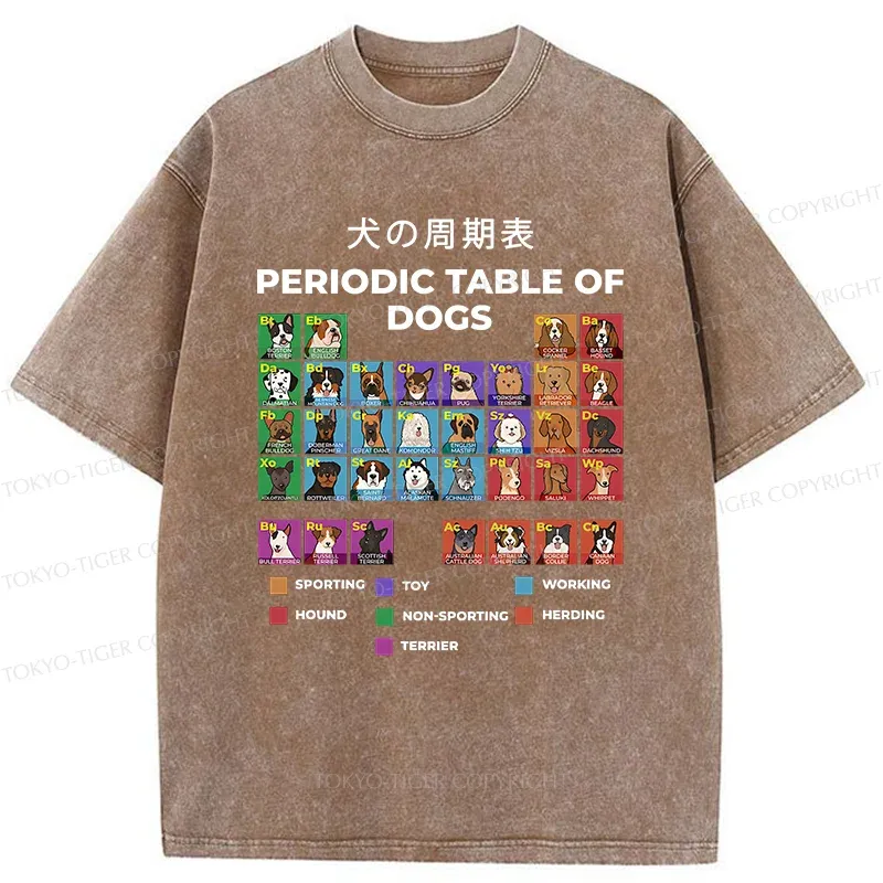 Tokyo-Tiger Periodic Table Of Dogs Washed T-Shirt