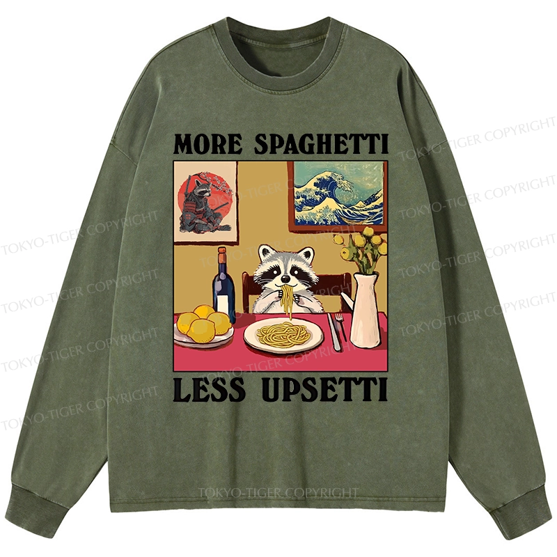 Tokyo-Tiger More Spaghetti Less Upsetti Japanese Washed Long Sleeve T-Shirt