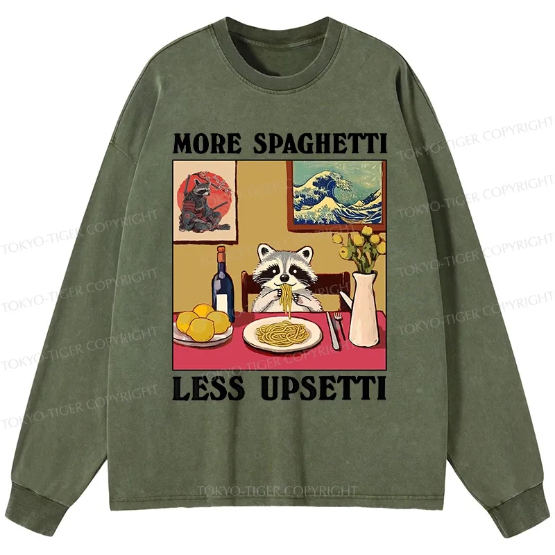 Tokyo-Tiger More Spaghetti Less Upsetti Japanese Washed Long Sleeve T-Shirt