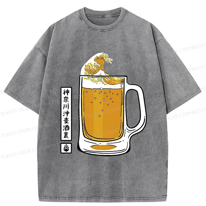 Tokyo-Tiger Japan Beer Wave Washed T-Shirt
