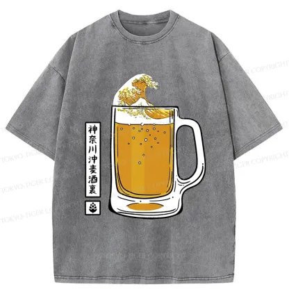 Tokyo-Tiger Japan Beer Wave Washed T-Shirt