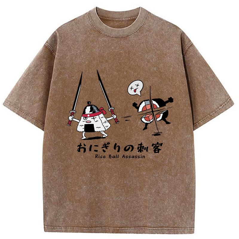 Tokyo-Tiger Rice Ball Assassin Washed T-Shirt