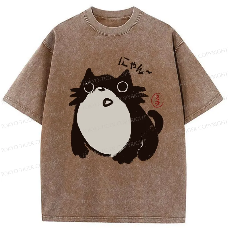 Tokyo-Tiger Whimsical Feline Washed T-Shirt