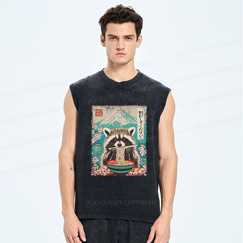 Tokyo-Tiger Please Give Raccoon A Discount Washed Tank