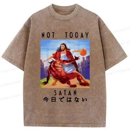 Tokyo-Tiger Jesus Is Fighting The Devil Washed T-Shirt