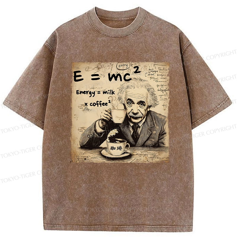 Tokyo-Tiger Funny Energy=Milk x Coffee^2 Washed T-Shirt