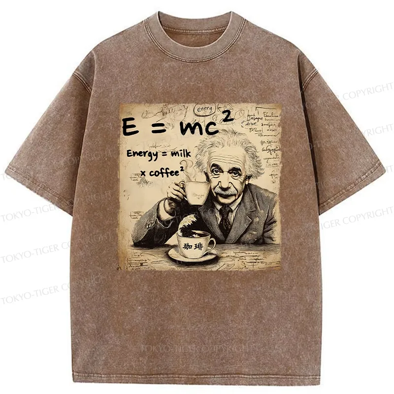 Tokyo-Tiger Funny Energy=Milk x Coffee^2 Washed T-Shirt