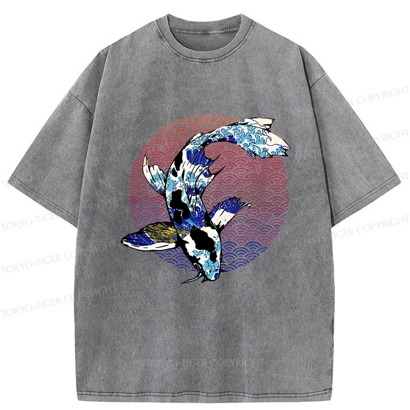 Tokyo-Tiger Vintage Japanese Koi Washed T-Shirt